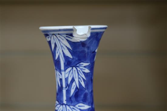 A Chinese blue and white dragon vase and a flambe vase tallest 22.5cm